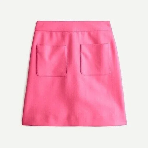 J Crew Patch Pocket Mini Skirt Double Serge Wool Barbie Bright Fuchsia 16T Tall - Picture 3 of 10